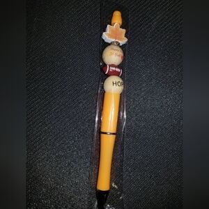 Orange Beaded Hope Pen with Football Charm